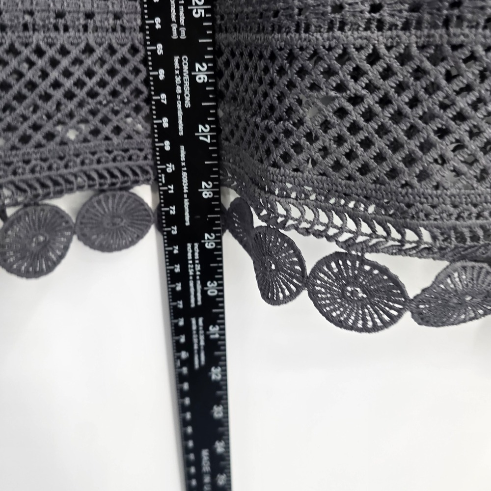 Indigo Soul Womens Charcoal Grey Crochet Lace Scalloped Hem Lined Tunic Top - Picture 8 of 9